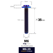 S-PARTS A3 D13 M6 Umbrella Head Titanium Bolts — 8–45mm — D13 M6×35mm / Blue