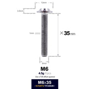 S-PARTS A3 D13 M6 Umbrella Head Titanium Bolts — 8–45mm — D13 M6×35mm