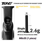 TiNE M6 Titanium Headset Top Cap Screws — 25 / 30 / 35 / 45mm — M6×35 Matte Black