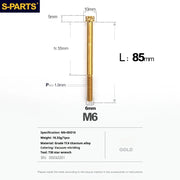 S-PARTS A3 M6 Titanium Bolts — 8–120mm — Gold — L85mm