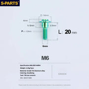 S-PARTS A3 M6 Umbrella Head Step Bolts — Green — 36 Specifications — L20 D14 step screws D8 H6