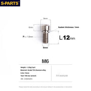 S-PARTS A2 M6 TC4 Titanium Bolts — 10–55mm — Multiple Colors — L12mm