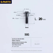 S-PARTS A3 M6 Umbrella Head Step Bolts — Black — 36 Specifications — L20 D14 step screws D8 H6