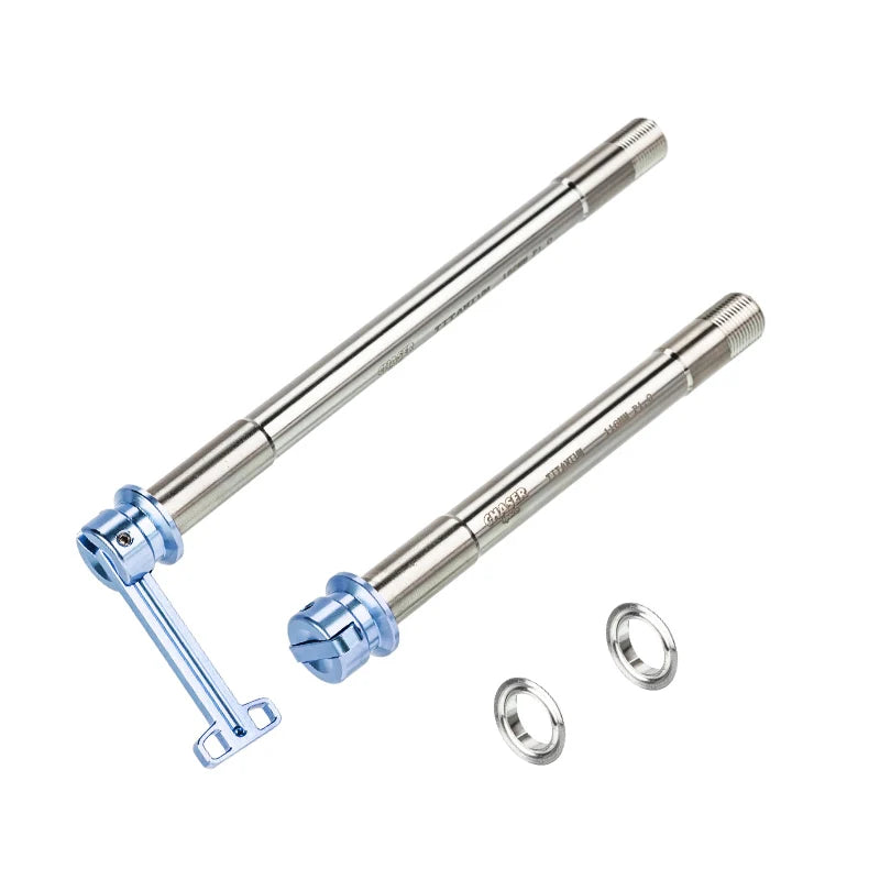 CHASER 12mm Titanium Thru Axle Set for Trek Madone Gen6 / Gen7 / Gen8 — Madone Gen8 – 118 mm / 162 mm – 59 g / pair / Blue