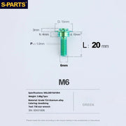S-PARTS A3 M6 Umbrella Head Step Bolts — Green — 36 Specifications — L20 D15 step screws D10 H4