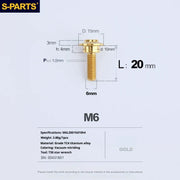 S-PARTS A3 M6 Umbrella Head Step Bolts — Gold — 36 Specifications — L20 D15 step screws D10 H4