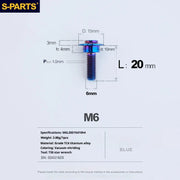 S-PARTS A3 M6 Umbrella Head Step Bolts — Blue — 36 Specifications — L20 D15 step screws D10 H4