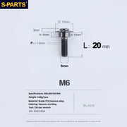 S-PARTS A3 M6 Umbrella Head Step Bolts — Black — 36 Specifications — L20 D15 step screws D10 H4