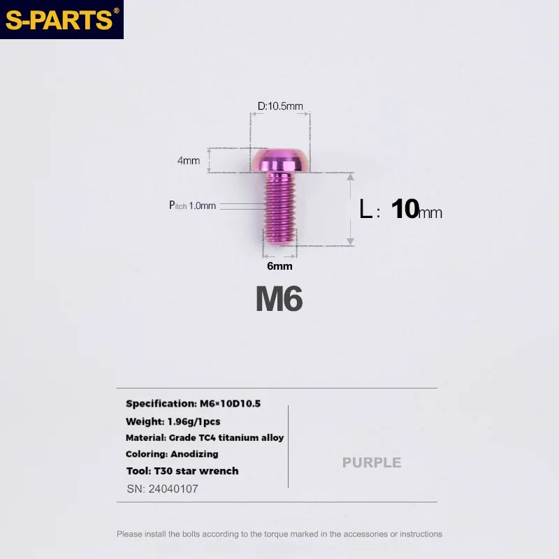 S-PARTS Titanium Cable Tension Bolts — M5/M6 — Derailleur & Brake