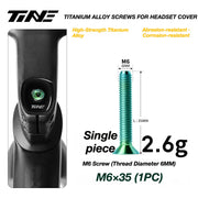 TiNE M6 Titanium Headset Top Cap Screws — 25 / 30 / 35 / 45mm — M6×35 Forest Green