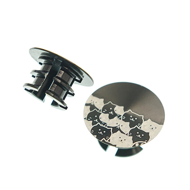 CNC Aluminum Titanium Handlebar End Plugs — 4.2g Road MTB Folding Bike Compatible — Black Cat Pair 4.2g