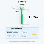 S-PARTS M6 Titanium Seatpost Step-Down Bolt & Nut Kit — 22 / 30 / 35 / 40mm — Green / 35mm