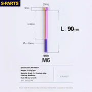 S-PARTS A3 M6 Titanium Bolts — 8–120mm — Candy — L90mm