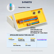 S-PARTS Titanium Quick Release Thru Axle for Specialized Road Bikes — Lightweight TC4 Titanium — Standard SL / Rainbow
