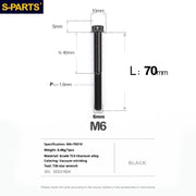 S-PARTS A3 M6 Titanium Bolts — 8–120mm — Black — L70mm