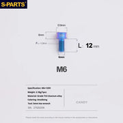 S-PARTS M6 Cylindrical Head Titanium Bolts — 10–25mm — M6×12mm / Candy