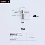 S-PARTS A3 M6 Umbrella Head Step Bolts — Titanium — 36 Specifications — L20 D17 step screws D10 H4