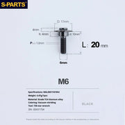 S-PARTS A3 M6 Umbrella Head Step Bolts — Black — 36 Specifications — L20 D17 step screws D10 H4