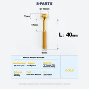S-PARTS M6 Titanium Seatpost Step-Down Bolt & Nut Kit — 22 / 30 / 35 / 40mm — Gold