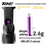 TiNE M6 Titanium Headset Top Cap Screws — 25 / 30 / 35 / 45mm — M6×35 Phantom Purple