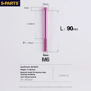 S-PARTS A3 M6 Titanium Bolts — 8–120mm — Purple — L90mm