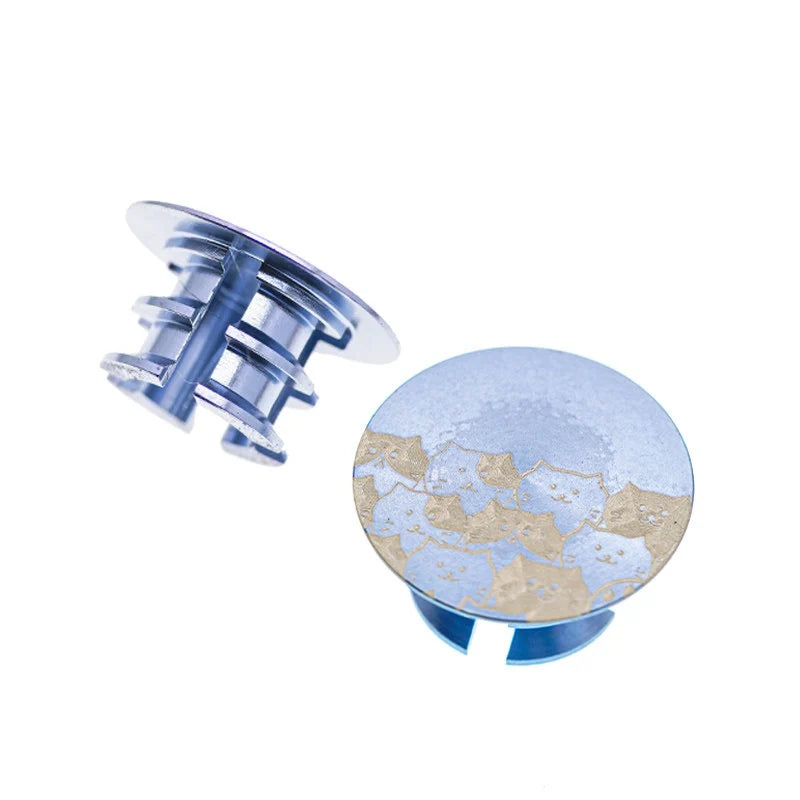 CNC Aluminum Titanium Handlebar End Plugs — 4.2g Road MTB Folding Bike Compatible — Royal Blue Cat Pair 4.2g