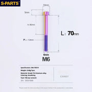 S-PARTS A3 M6 Titanium Bolts — 8–120mm — Candy — L70mm