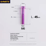 S-PARTS A3 M6 Titanium Bolts — 8–120mm — Purple — L45mm