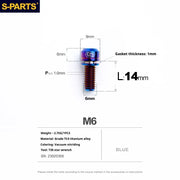 S-PARTS A2 M6 TC4 Titanium Bolts — 10–55mm — Multiple Colors — L14mm / Blue