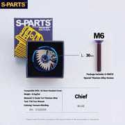 S-PARTS Titanium OD2 34.9 mm Laser Headset Cap — CNC Machined — Multiple Designs Available — Chief (Set) Blue