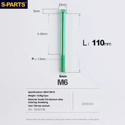 S-PARTS A3 M6 Titanium Bolts — 8–120mm — Green — L110mm