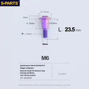 S-PARTS A3 M6 Umbrella Head Step Bolts — Candy — 36 Specifications — L23.5 D15 step screws D8.9 H12