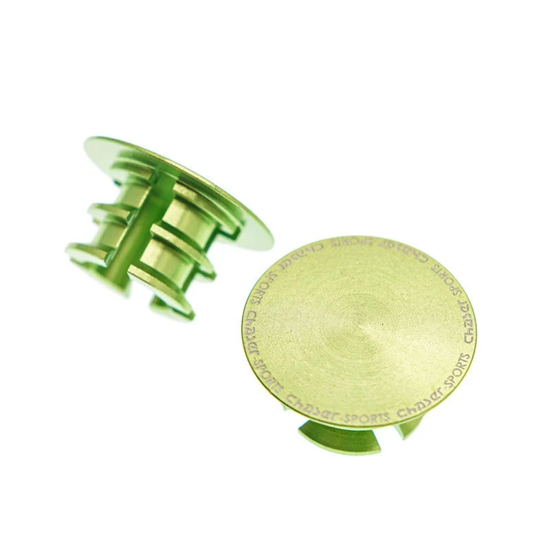 CNC Aluminum Titanium Handlebar End Plugs — 4.2g Road MTB Folding Bike Compatible — Lime Green Rune Pair 4.2g