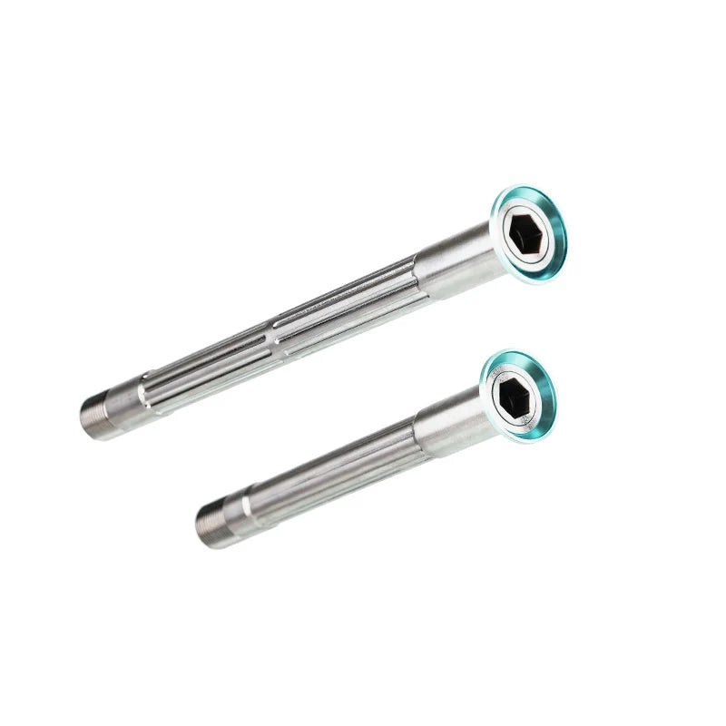 Chaser Ultralight Titanium Thru Axle Set — For SEKA Spear & Exceed Road Bikes (34g) — Exceed Compatible / Cyan
