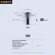 S-PARTS A3 M6 Umbrella Head Step Bolts — Black — 36 Specifications — L20 D20 step screws D9.8 H7