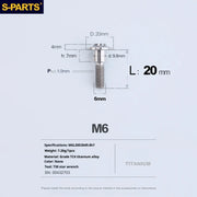 S-PARTS A3 M6 Umbrella Head Step Bolts — Titanium — 36 Specifications — L20 D20 step screws D9.8 H7