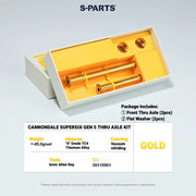 S-PARTS Titanium Thru Axle Set — TC4 Lightweight CNC Wheel Axle Upgrade for — CANNONDALE SUPERSIX GEN 5 THRU AXLE KIT / Gold