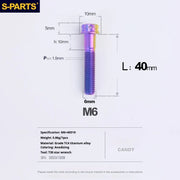 S-PARTS A3 M6 Titanium Bolts — 8–120mm — Candy — L40mm