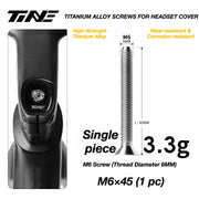 TiNE M6 Titanium Headset Top Cap Screws — 25 / 30 / 35 / 45mm — M6×45 Silver Shine