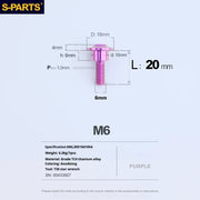 S-PARTS A3 M6 Umbrella Head Step Bolts — Purple — 36 Specifications — L20 D18 step screws D10 H6