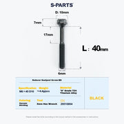 S-PARTS M6 Titanium Seatpost Step-Down Bolt & Nut Kit — 22 / 30 / 35 / 40mm — Black