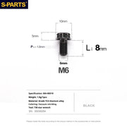 S-PARTS A3 M6 Titanium Bolts — 8–120mm — Black — L8mm