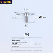 S-PARTS A3 M6 Umbrella Head Step Bolts — Titanium — 36 Specifications — L20 D18 step screws D10 H6