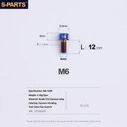 S-PARTS M6 Cylindrical Head Titanium Bolts — 10–25mm — M6×12mm / Blue