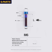 S-PARTS M6 Titanium Stem & Caliper Bolts — 30–70mm — 5mm Hex — L40mm / Blue