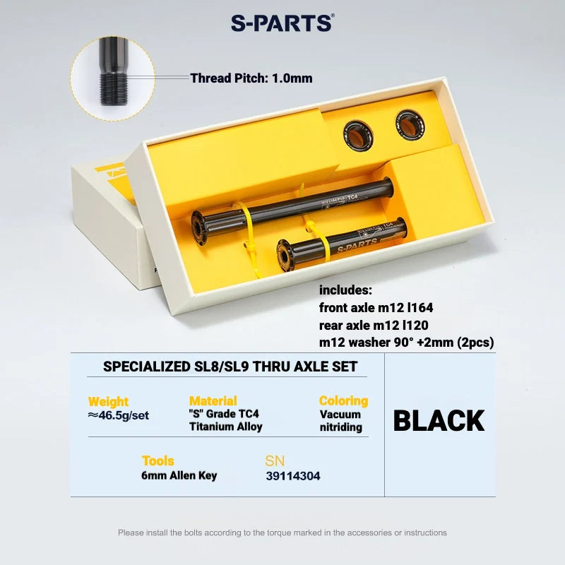 S-PARTS Titanium Quick Release Thru Axle for Specialized Road Bikes — Lightweight TC4 Titanium Upgrade