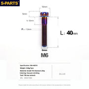S-PARTS A3 M6 Titanium Bolts — 8–120mm — Blue — L40mm