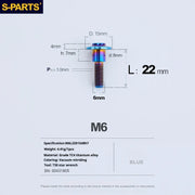 S-PARTS A3 M6 Umbrella Head Step Bolts — Blue — 36 Specifications — L22 D15 step screws D8 H7