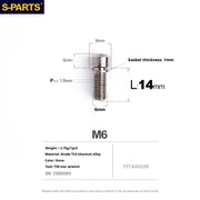 S-PARTS A2 M6 TC4 Titanium Bolts — 10–55mm — Multiple Colors — L14mm