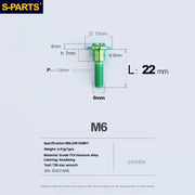 S-PARTS A3 M6 Umbrella Head Step Bolts — Green — 36 Specifications — L22 D15 step screws D8 H7